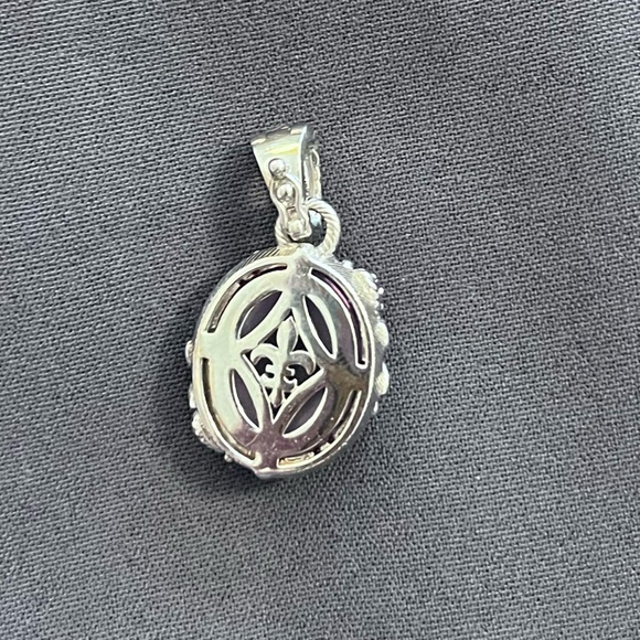 Judith Ripka Sterling Silver and pink/purple stones enhancer pendant - Picture 2 of 3